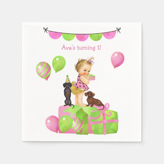 Serviette En Papier Pantalon roufflé bébé fille Dachshund serviettes (Devant)