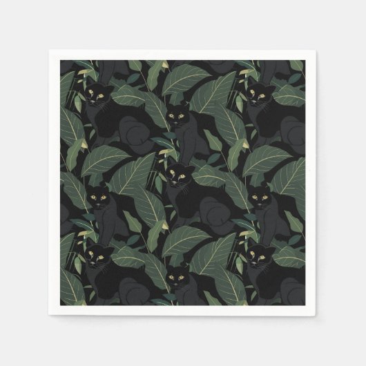 Serviette En Papier Panthère noire moderne (Devant)