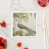 Serviette En Papier Paon tropical avec papillons (En situation)