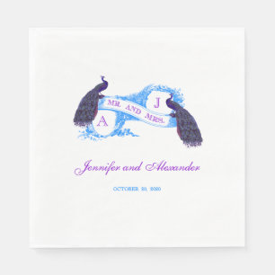 Serviette En Papier Paon turquoise pourpre épousant les serviettes de