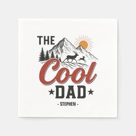 Serviette En Papier Papa Cool - Rustic Mountain et Deer Design (Devant)