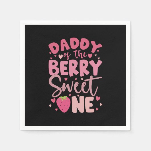 Serviette En Papier Papa Du Berry Sweet One Strawberry Anniversaire (Devant)