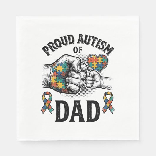 Serviette En Papier Papa fièrement autiste Vintage Gravure Chemise de  (Devant)