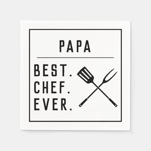 Serviette En Papier Papa Meilleur Chef Jamais Cool Fête des pères BBQ  (Devant)
