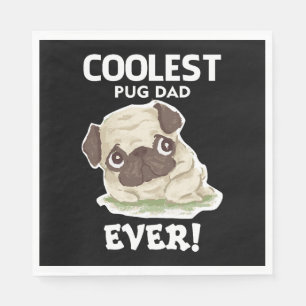Serviette En Papier Papa Pug le plus cool Ever