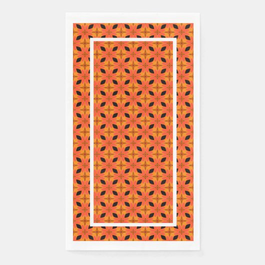 Serviette En Papier Papaya Orange et Black Tropical Motif (Devant)