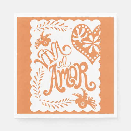 Serviette En Papier Papel Picado Citrus Orange Fiesta Bannière Mariage (Devant)