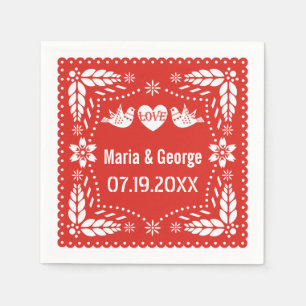 Serviette En Papier Papel picado Fête mariage rouge inséparable