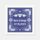 Serviette En Papier Papel picado inséparables bleu foncé mariage fiest (Devant)