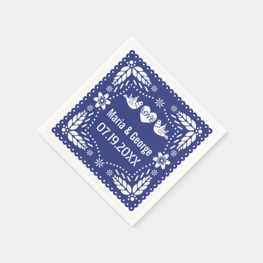 Serviette En Papier Papel picado inséparables bleu foncé mariage fiest (Coin)