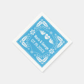 Serviette En Papier Papel picado inséparables bleu mariage fiesta (Coin)