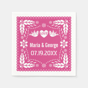 Serviette En Papier Papel picado inséparables chaud rose mariage fiest