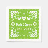 Serviette En Papier Papel picado inséparables citron vert mariage fies (Devant)