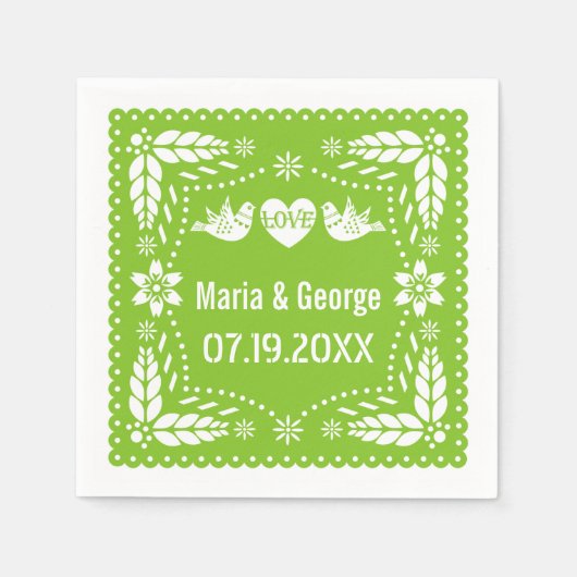 Serviette En Papier Papel picado inséparables citron vert mariage fies (Devant)