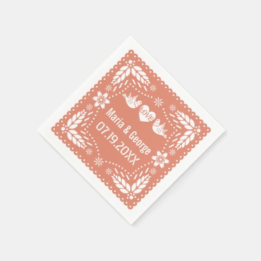 Serviette En Papier Papel picado inséparables pêche mariage fiesta (Coin)