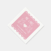 Serviette En Papier Papel Picado Inséparables rose Fiesta Mariage (Coin)