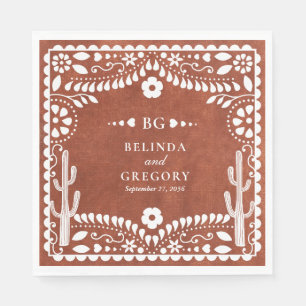 Serviette En Papier Papel Picado Mariage Mexicain Brun Terracotta