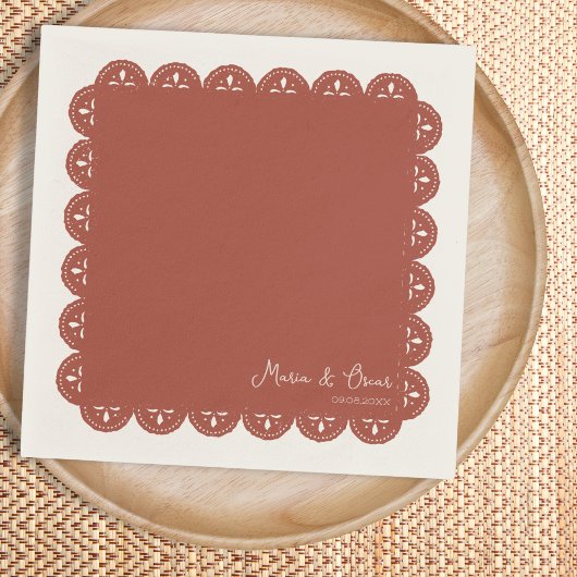 Serviette En Papier Papel Picado Terracotta Mariage mexicain