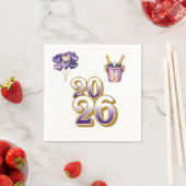 Serviette En Papier Paper Napkin-Happy New Year 2026 Tableware Set (En situation)