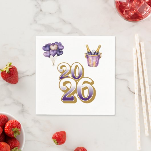 Serviette En Papier Paper Napkin-Happy New Year 2026 Tableware Set (En situation)