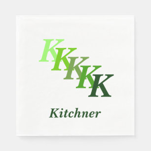 Serviette En Papier Paper Napkin - Initials with Name in Green