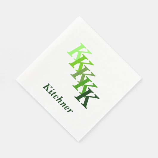 Serviette En Papier Paper Napkin - Initials with Name in Green (Coin)