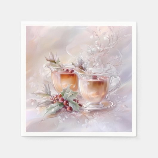 Serviette En Papier Paper Napkin-White Victorian Christmas (Devant)