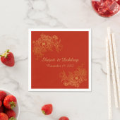 Serviette En Papier Paper Napkin with Elegant Red & Gold (En situation)