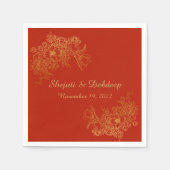 Serviette En Papier Paper Napkin with Elegant Red & Gold  (Devant)
