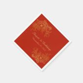 Serviette En Papier Paper Napkin with Elegant Red & Gold (Coin)