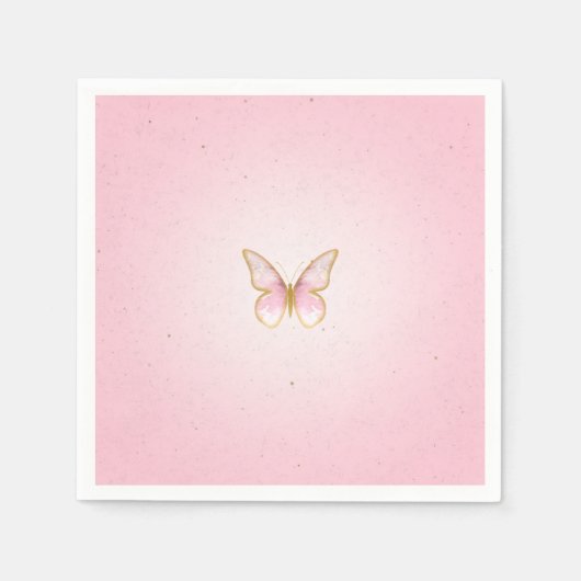 Serviette En Papier Paper napkins Butterfly Gold Rose (Devant)