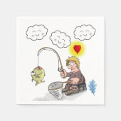 Serviette En Papier Paper Napkins, Fisherman Fishing Fish Clouds (Devant)