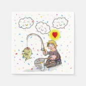 Serviette En Papier Paper Napkins, Fisherman Fishing Fish Clouds (Devant)