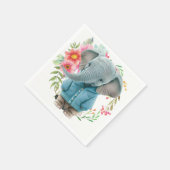 Serviette En Papier Paper Napkins Happy Blue Elephant Floral (Coin)