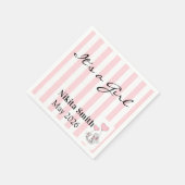 Serviette En Papier Paper Napkins Pink & White Stripe Cat (Coin)