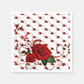 Serviette En Papier Paper Napkins, Red Rose Floral (Devant)