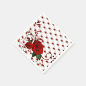 Serviette En Papier Paper Napkins, Red Rose Floral (Coin)