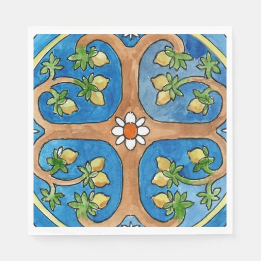 Serviette En Papier Paper party napkins with lemon tree design (Devant)