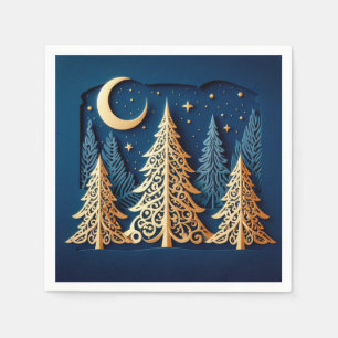 Serviette En Papier Papercut Winter's Gold – Scène des sapins de Noël