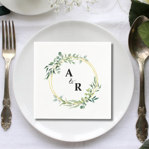 Serviette En Papier Papeterie de mariage à monogramme esperluette verd