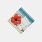 Serviette En Papier Papeterie De Mariage De Plage Avec Fleur Hibiscus (Coin)