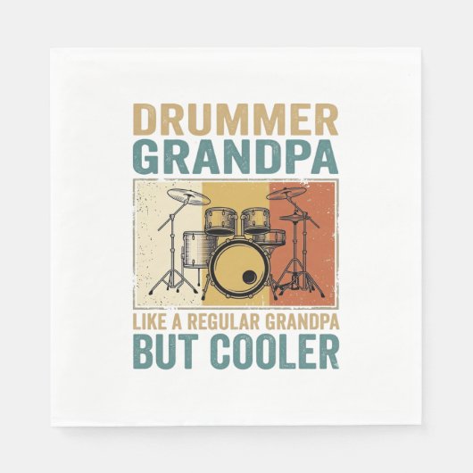 Serviette En Papier Papi Batteur Comme un Papi Normal Mais Plus Cool (Devant)