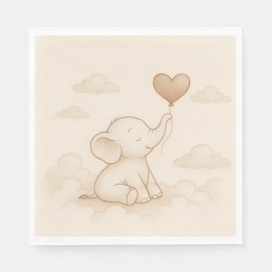 Serviette En Papier Papier à Baby shower doux éléphant (Devant)