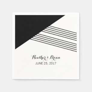 Serviette En Papier Papier à bande géométrique noir blanc