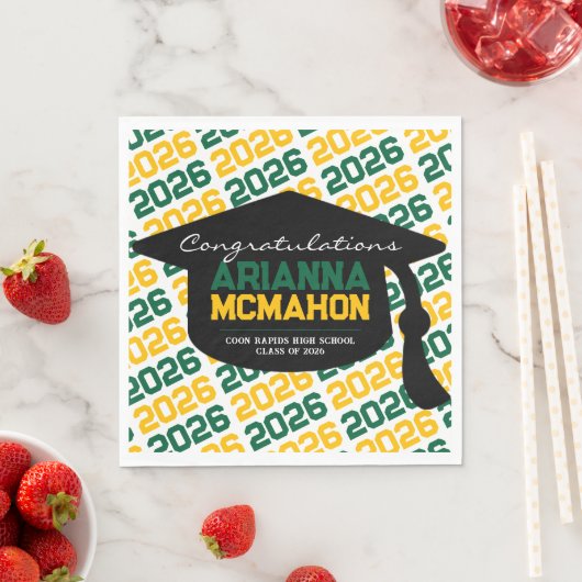 Serviette En Papier Papier à capuchon personnalisé Vert & Or (En situation)