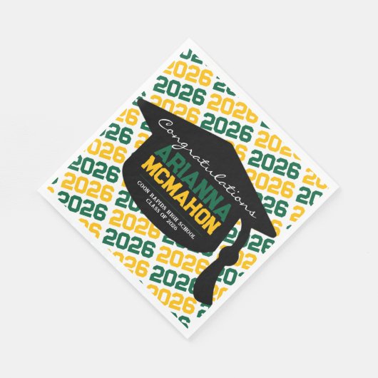 Serviette En Papier Papier à capuchon personnalisé Vert & Or (Coin)