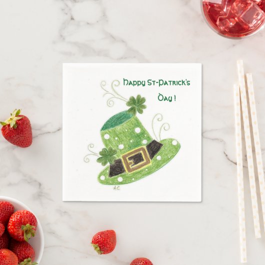 Serviette En Papier Papier à cocktail blanc casquette de leprechaun ve (En situation)