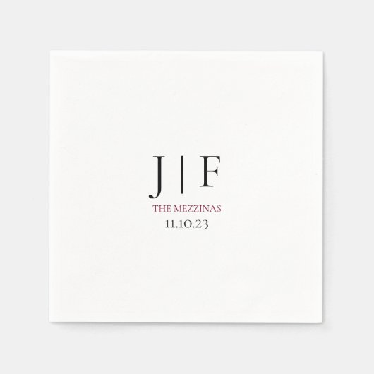 Serviette En Papier Papier à cocktail de mariage personnalisé Napkin (Devant)