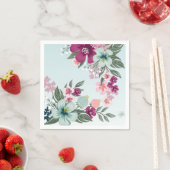 Serviette En Papier Papier à cocktail Napkin Fleur tropicale sur Blue (En situation)