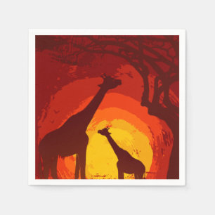 Serviette En Papier Papier à cocktails Napkin African Safari Giraffe S